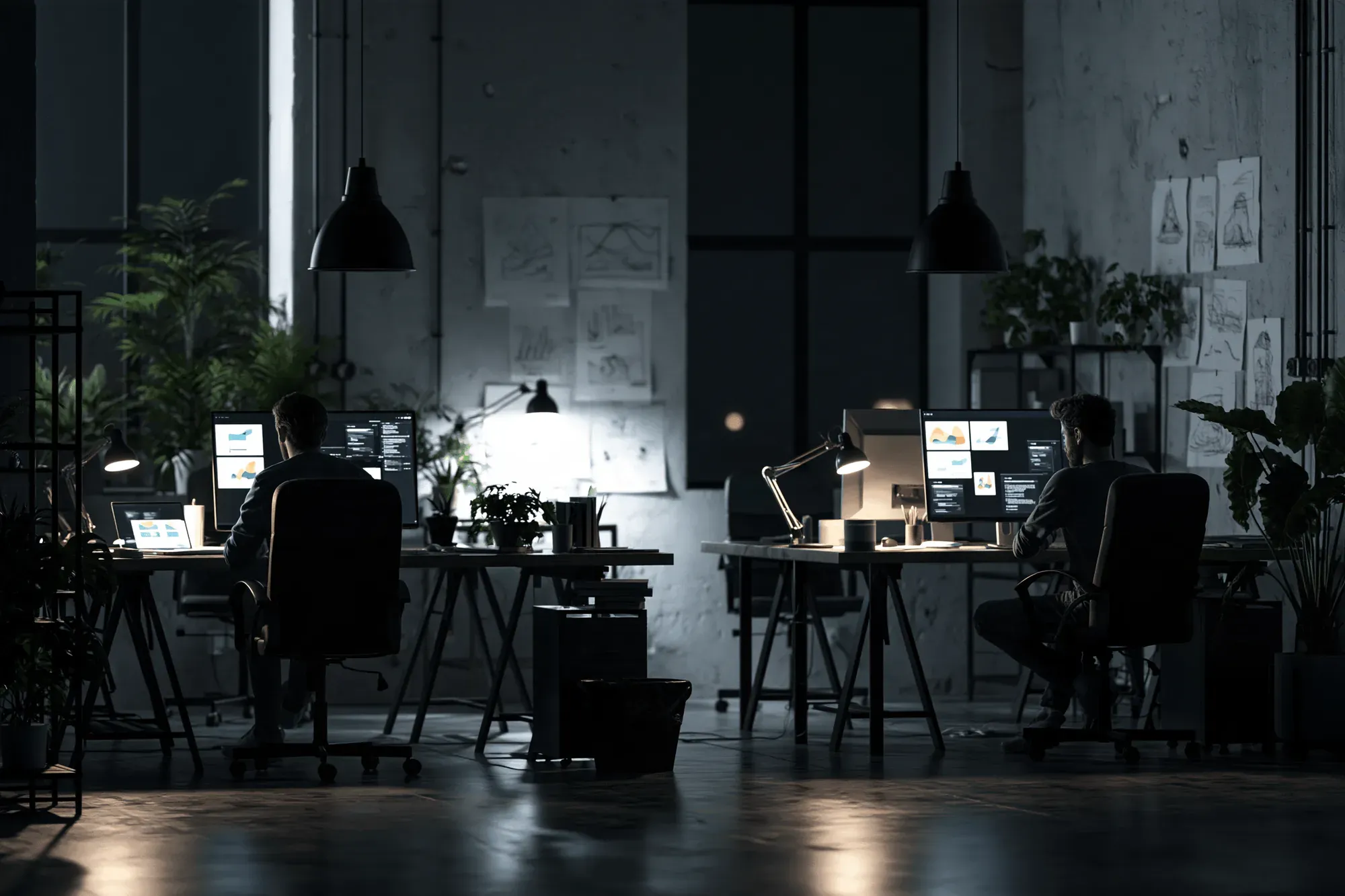 Estudio de diseño web de noche